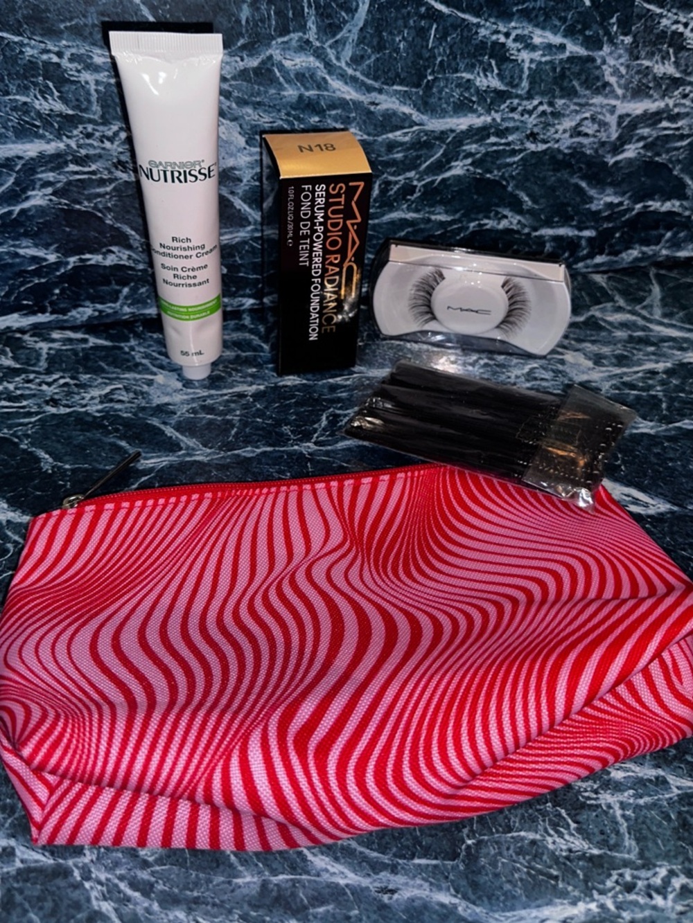 MAC BUNDLE - Foundation, Lashes, Mascara Brushes + Conditioner + Free Pouch